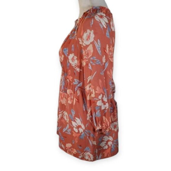 ISABEL MATERNITY BY INGRID & ISABEL MAUVE, BLUE & WHITE FLORAL MATERNITY BLOUSE - Picture 2 of 5